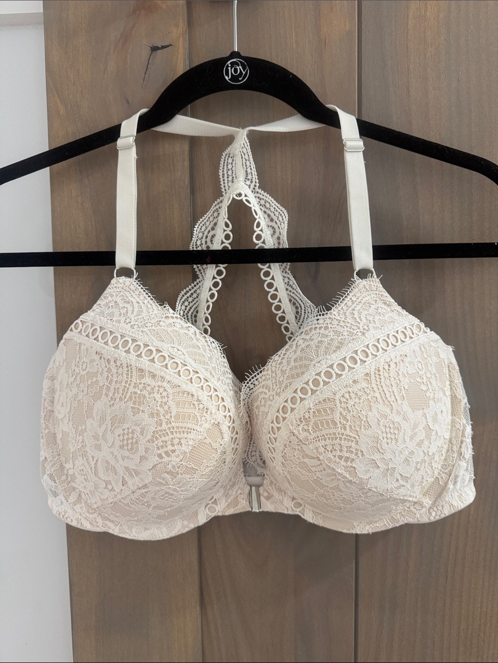 Victoria's Secret Lace Racerback Push-Up Bra in Cream